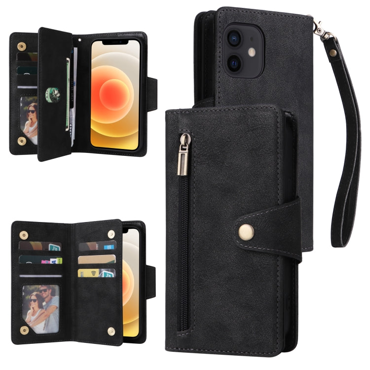 Custodia portafoglio in pelle 9 carte per iPhone 12 mini