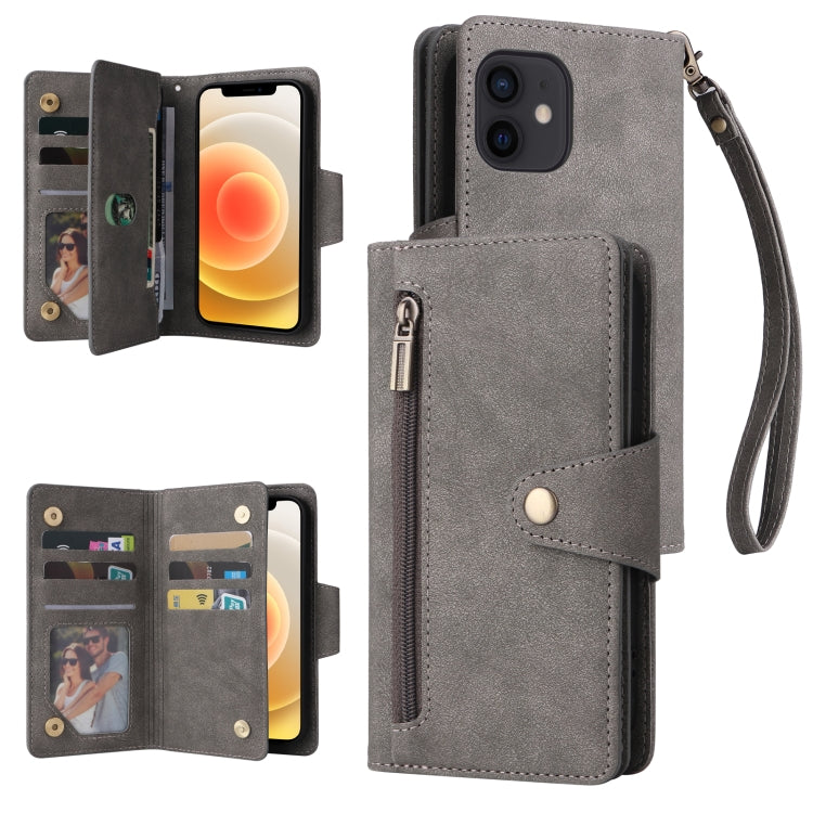 Custodia portafoglio in pelle 9 carte per iPhone 12 mini