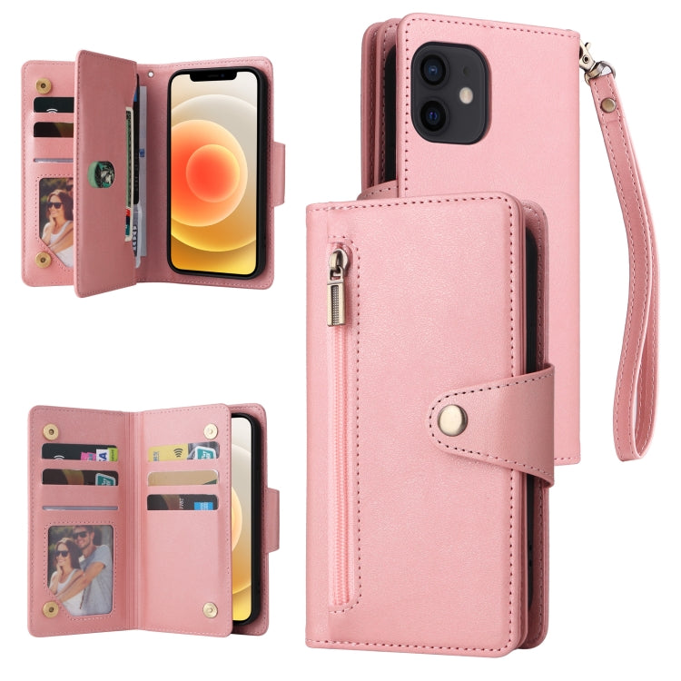 Custodia portafoglio in pelle 9 carte per iPhone 12 mini