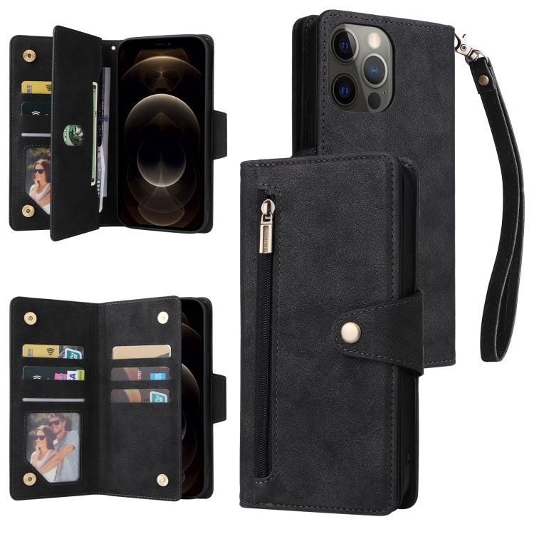 Custodia portafoglio in pelle 9 carte per iPhone 12 mini