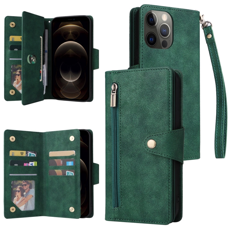 Custodia portafoglio in pelle 9 carte per iPhone 12 mini