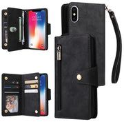 Rivetto Fibbia 9 carte Custodia per telefono in pelle a tre pieghe, For iPhone X/XS, For iPhone XR, For iPhone XS Max, For iPhone 11 Pro Max
