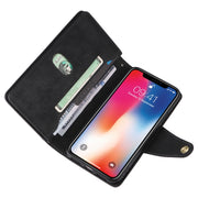 Rivetto Fibbia 9 carte Custodia per telefono in pelle a tre pieghe, For iPhone X/XS, For iPhone XR, For iPhone XS Max, For iPhone 11 Pro Max