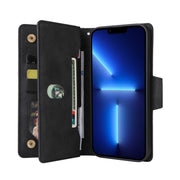 Rivetto Fibbia 9 carte Custodia per telefono in pelle a tre pieghe, For iPhone 13 Pro, For iPhone 13 Pro Max
