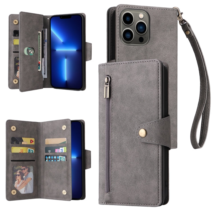 Custodia portafoglio in pelle 9 carte per iPhone 13 Pro Max