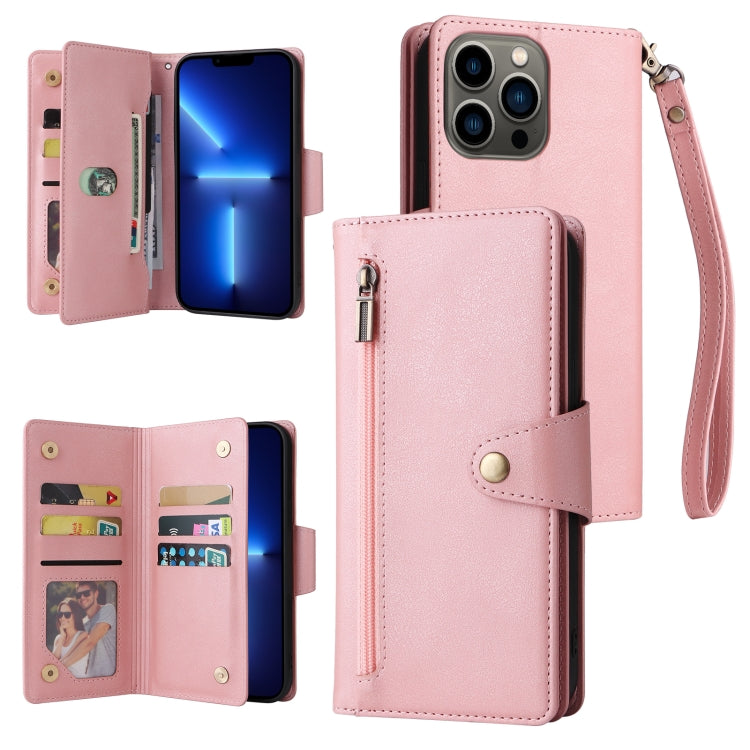 Custodia portafoglio in pelle 9 carte per iPhone 13 Pro Max