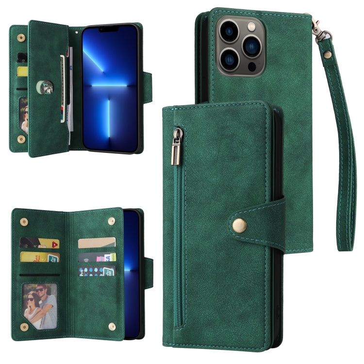 Custodia portafoglio in pelle 9 carte per iPhone 13 Pro Max