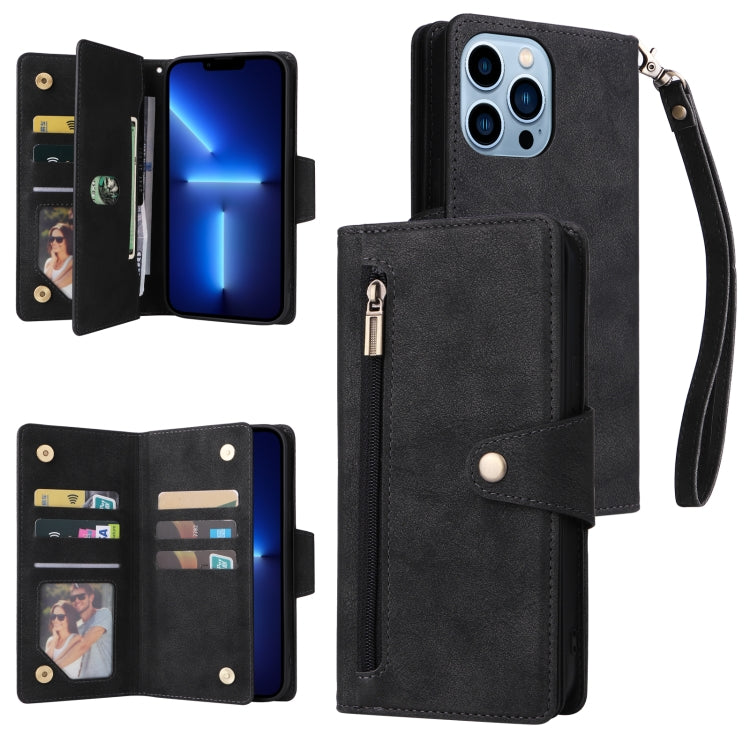 Custodia portafoglio in pelle 9 carte per iPhone 13 Pro Max