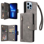 Custodia portafoglio in pelle 9 carte per iPhone 13 Pro Max