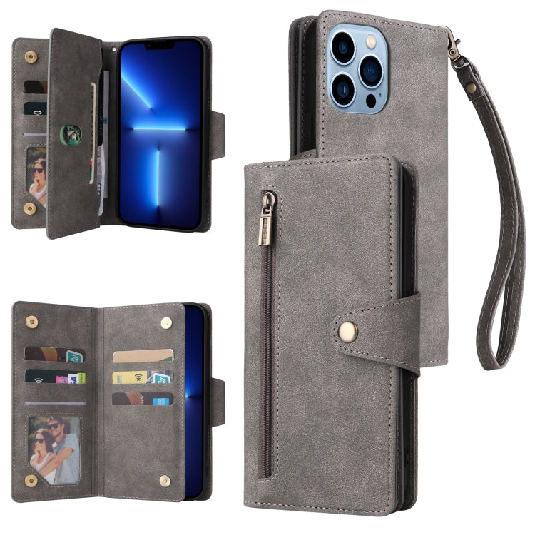 Custodia portafoglio in pelle 9 carte per iPhone 13 Pro Max