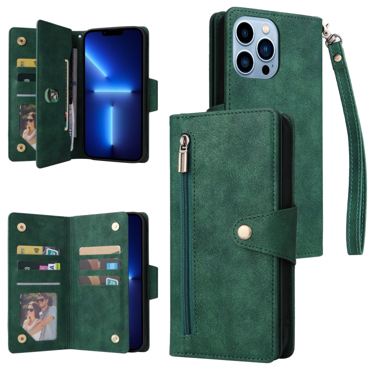 Custodia portafoglio in pelle 9 carte per iPhone 13 Pro Max