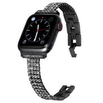 Cinturino in metallo con quattro file di diamanti incastonati per la serie Apple Watch, 7 41mm / 6&SE&5&4 40mm / 3&2&1 38mm, 7 45mm / 6&SE&5&4 44mm / 3&2&1 42mm