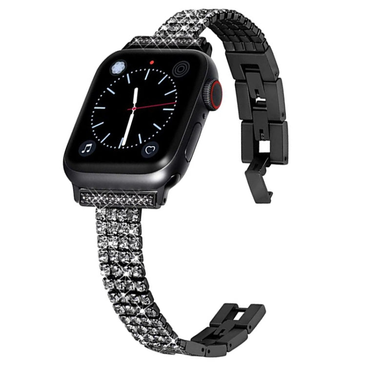 Cinturino in metallo con quattro file di diamanti incastonati per la serie Apple Watch, 7 41mm / 6&SE&5&4 40mm / 3&2&1 38mm, 7 45mm / 6&SE&5&4 44mm / 3&2&1 42mm