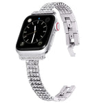 Cinturino in metallo con quattro file di diamanti incastonati per la serie Apple Watch, 7 41mm / 6&SE&5&4 40mm / 3&2&1 38mm, 7 45mm / 6&SE&5&4 44mm / 3&2&1 42mm