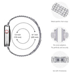 Cinturino in metallo con quattro file di diamanti incastonati per la serie Apple Watch, 7 41mm / 6&SE&5&4 40mm / 3&2&1 38mm, 7 45mm / 6&SE&5&4 44mm / 3&2&1 42mm