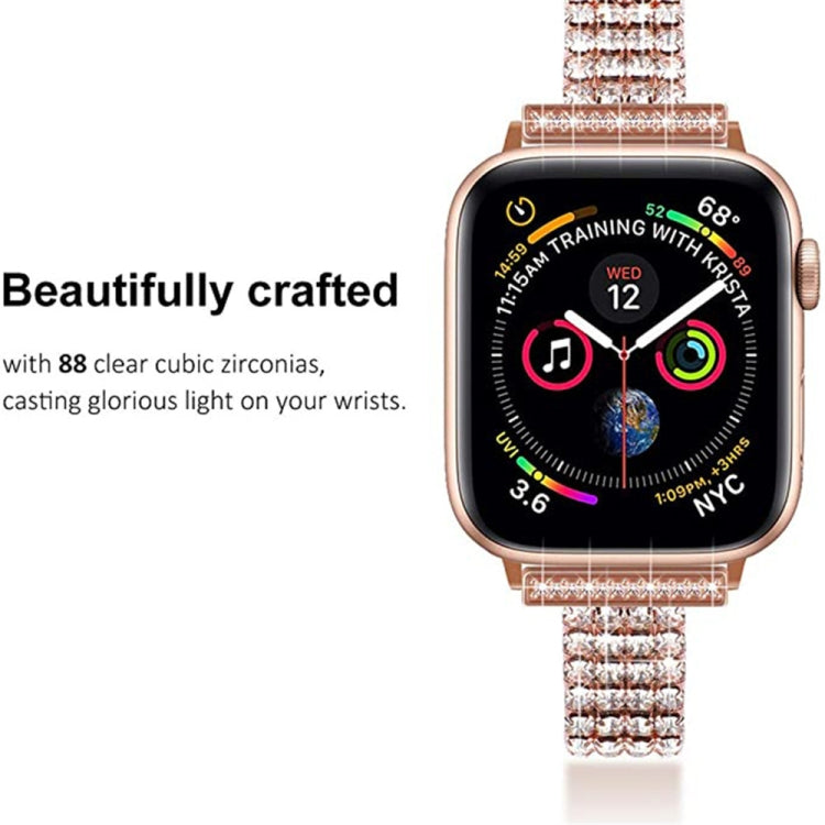 Cinturino in metallo con quattro file di diamanti incastonati per la serie Apple Watch, 7 41mm / 6&SE&5&4 40mm / 3&2&1 38mm, 7 45mm / 6&SE&5&4 44mm / 3&2&1 42mm