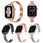 Cinturino in metallo con quattro file di diamanti incastonati per la serie Apple Watch, 7 41mm / 6&SE&5&4 40mm / 3&2&1 38mm, 7 45mm / 6&SE&5&4 44mm / 3&2&1 42mm