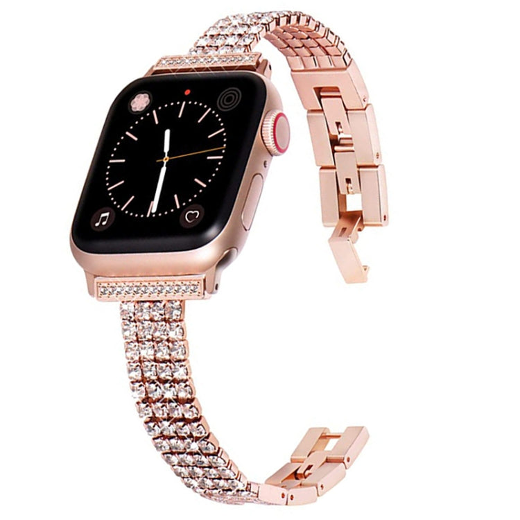Cinturino in metallo con quattro file di diamanti incastonati per la serie Apple Watch, 7 41mm / 6&SE&5&4 40mm / 3&2&1 38mm, 7 45mm / 6&SE&5&4 44mm / 3&2&1 42mm