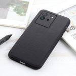 Cassa del telefono in vera pelle con trama in pelle di agnello con foro accurato, For vivo iQOO Neo6, For vivo X Note