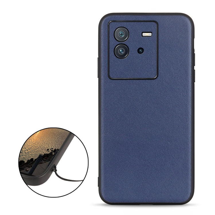 Cassa del telefono in vera pelle con trama in pelle di agnello con foro accurato, For vivo iQOO Neo6, For vivo X Note