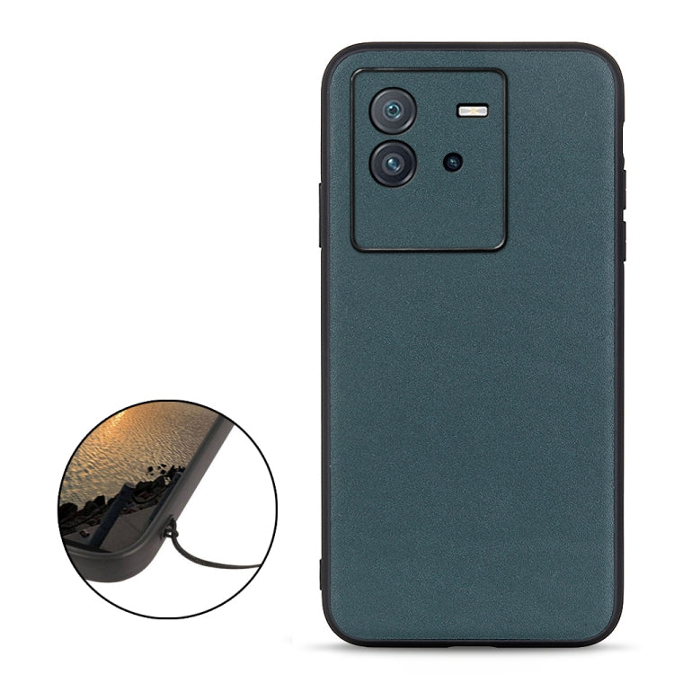 Cassa del telefono in vera pelle con trama in pelle di agnello con foro accurato, For vivo iQOO Neo6, For vivo X Note