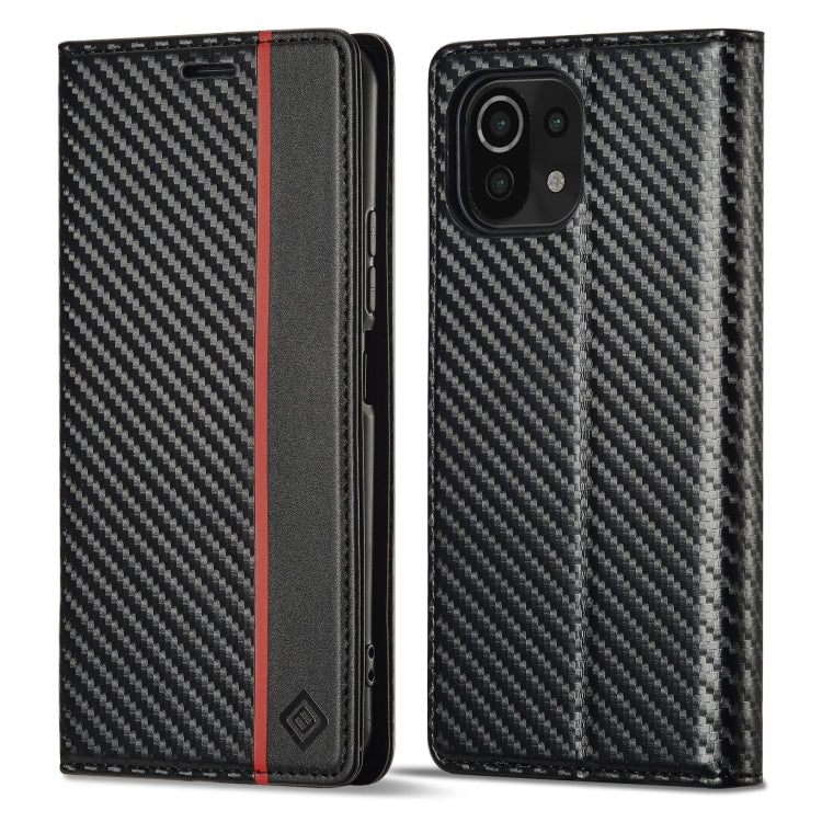 LC.IMEEKE Custodia per telefono in pelle con vibrazione in fibra di carbonio, For Xiaomi 11T / 11T Pro, For Xiaomi Mi 11 Lite, For Xiaomi Poco X4 Pro 5G, For Xiaomi Poco X3 NFC / Poco X3 Pro, For Xiaomi Redmi Note 11 Pro China                          ...