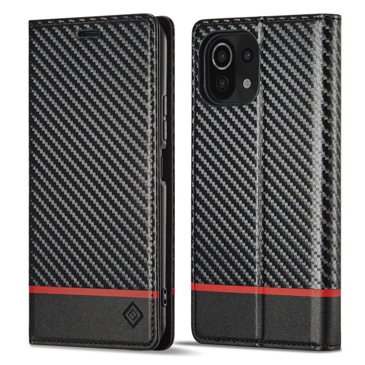 LC.IMEEKE Custodia per telefono in pelle con vibrazione in fibra di carbonio, For Xiaomi 11T / 11T Pro, For Xiaomi Mi 11 Lite, For Xiaomi Poco X4 Pro 5G, For Xiaomi Poco X3 NFC / Poco X3 Pro, For Xiaomi Redmi Note 11 Pro China                          ...