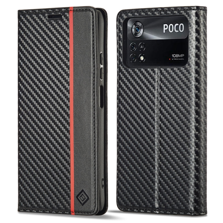 LC.IMEEKE Custodia per telefono in pelle con vibrazione in fibra di carbonio, For Xiaomi 11T / 11T Pro, For Xiaomi Mi 11 Lite, For Xiaomi Poco X4 Pro 5G, For Xiaomi Poco X3 NFC / Poco X3 Pro, For Xiaomi Redmi Note 11 Pro China                          ...