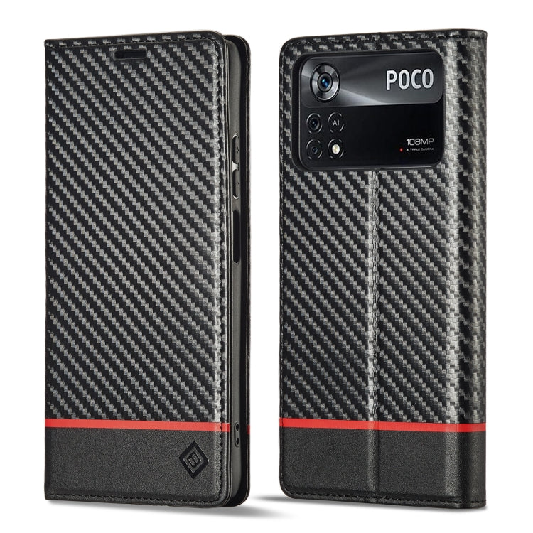 LC.IMEEKE Custodia per telefono in pelle con vibrazione in fibra di carbonio, For Xiaomi 11T / 11T Pro, For Xiaomi Mi 11 Lite, For Xiaomi Poco X4 Pro 5G, For Xiaomi Poco X3 NFC / Poco X3 Pro, For Xiaomi Redmi Note 11 Pro China                          ...