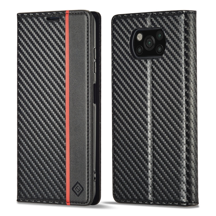 LC.IMEEKE Custodia per telefono in pelle con vibrazione in fibra di carbonio, For Xiaomi 11T / 11T Pro, For Xiaomi Mi 11 Lite, For Xiaomi Poco X4 Pro 5G, For Xiaomi Poco X3 NFC / Poco X3 Pro, For Xiaomi Redmi Note 11 Pro China                          ...