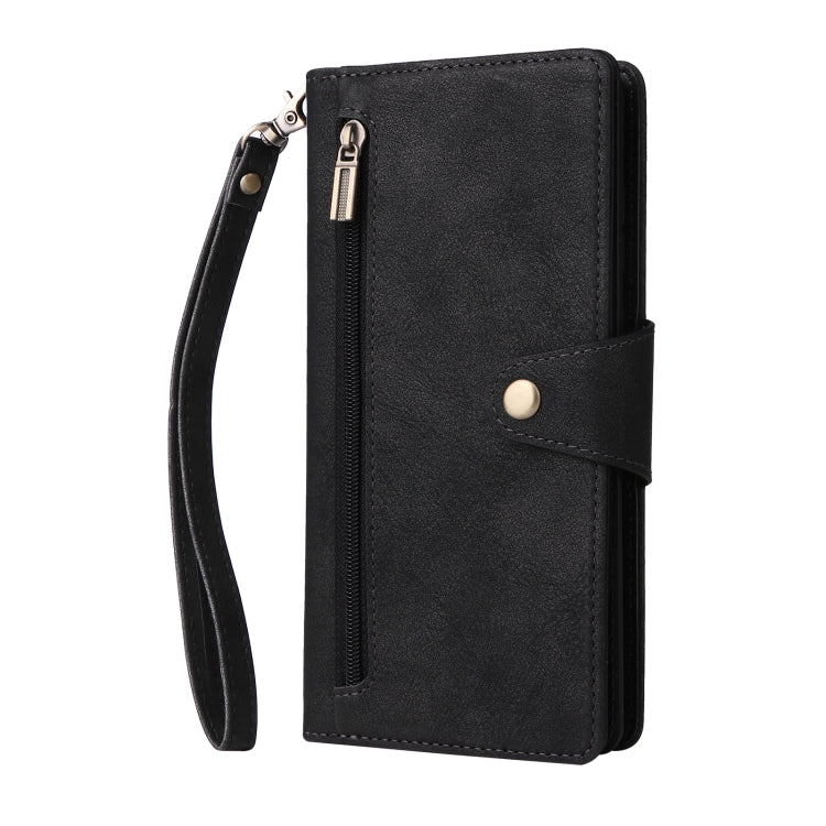 Rivetto Fibbia 9 carte Custodia per telefono in pelle a tre pieghe, For Samsung Galaxy Note10 Lite, For Samsung Galaxy Note10+, For Samsung Galaxy Note20 Ultra, For Samsung Galaxy S8