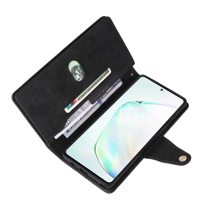 Rivetto Fibbia 9 carte Custodia per telefono in pelle a tre pieghe, For Samsung Galaxy Note10 Lite, For Samsung Galaxy Note10+, For Samsung Galaxy Note20 Ultra, For Samsung Galaxy S8