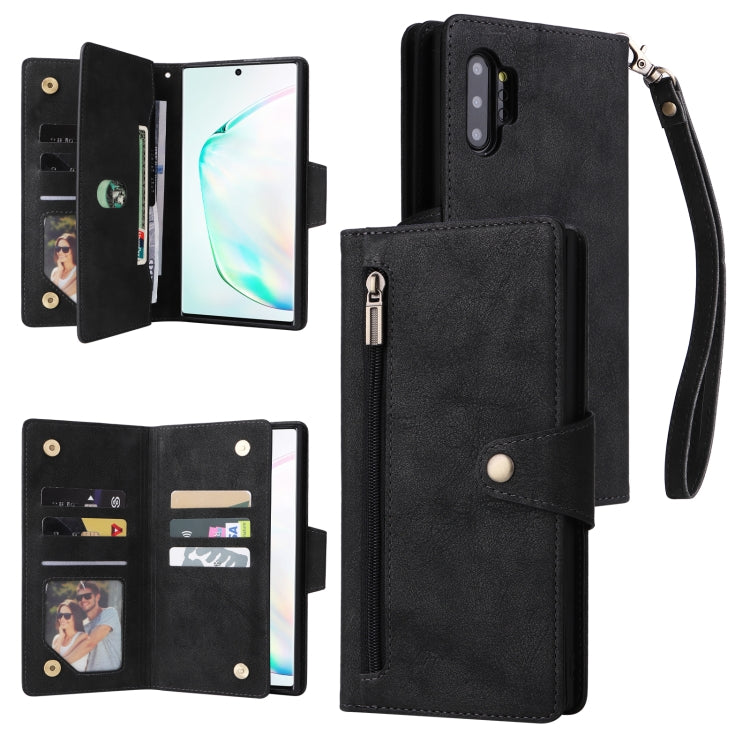 Rivetto Fibbia 9 carte Custodia per telefono in pelle a tre pieghe, For Samsung Galaxy Note10 Lite, For Samsung Galaxy Note10+, For Samsung Galaxy Note20 Ultra, For Samsung Galaxy S8