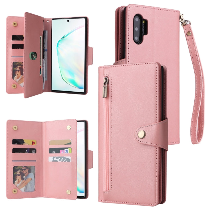 Rivetto Fibbia 9 carte Custodia per telefono in pelle a tre pieghe, For Samsung Galaxy Note10 Lite, For Samsung Galaxy Note10+, For Samsung Galaxy Note20 Ultra, For Samsung Galaxy S8