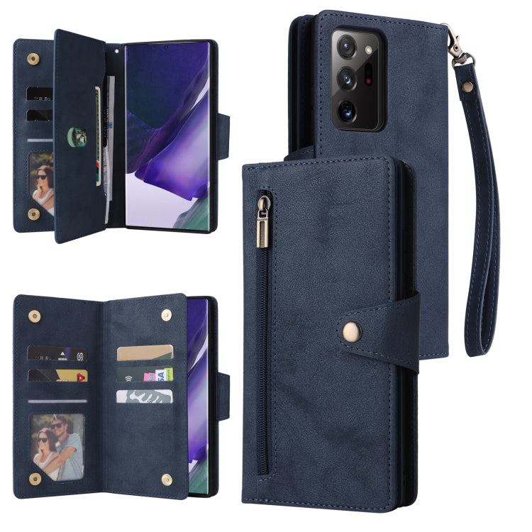 Rivetto Fibbia 9 carte Custodia per telefono in pelle a tre pieghe, For Samsung Galaxy Note10 Lite, For Samsung Galaxy Note10+, For Samsung Galaxy Note20 Ultra, For Samsung Galaxy S8