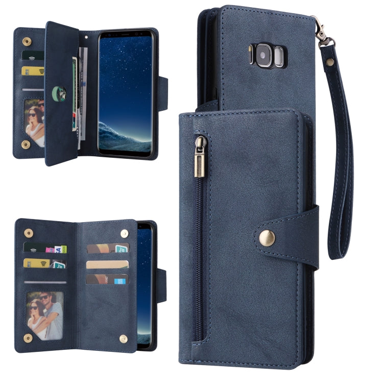 Rivetto Fibbia 9 carte Custodia per telefono in pelle a tre pieghe, For Samsung Galaxy Note10 Lite, For Samsung Galaxy Note10+, For Samsung Galaxy Note20 Ultra, For Samsung Galaxy S8