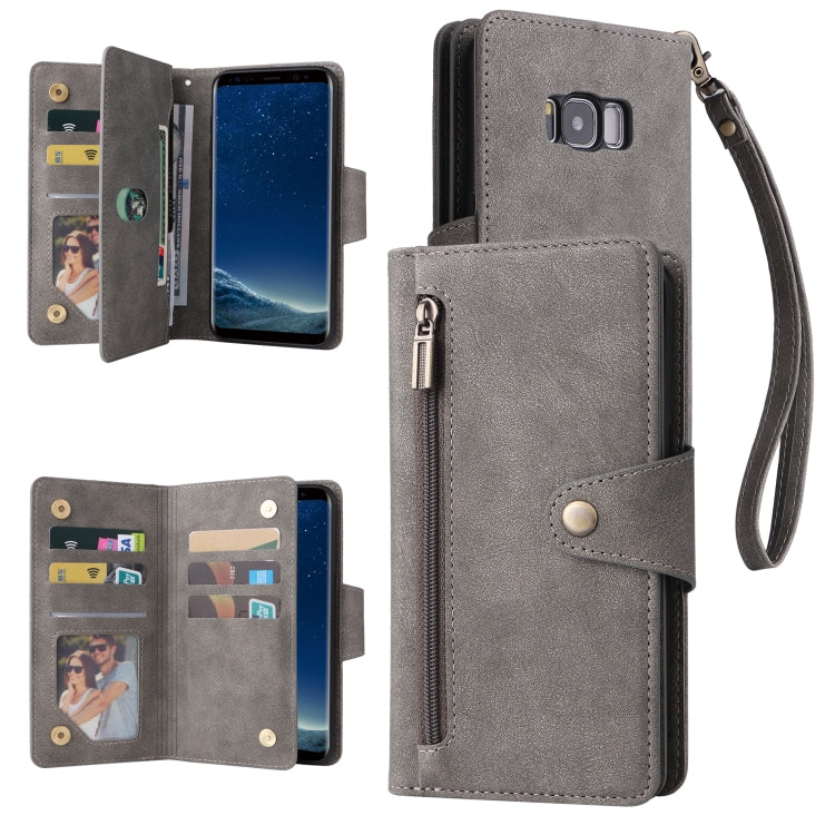 Rivetto Fibbia 9 carte Custodia per telefono in pelle a tre pieghe, For Samsung Galaxy Note10 Lite, For Samsung Galaxy Note10+, For Samsung Galaxy Note20 Ultra, For Samsung Galaxy S8