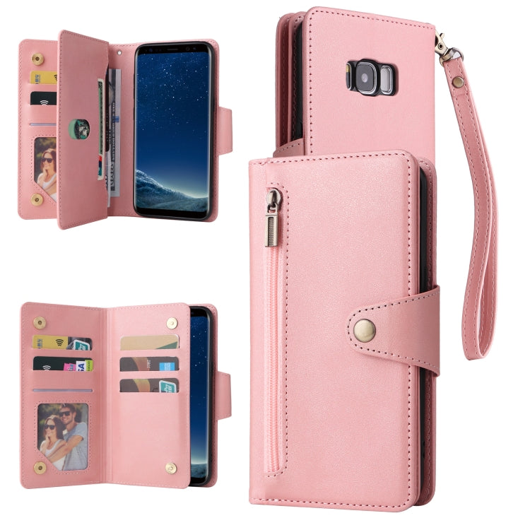 Rivetto Fibbia 9 carte Custodia per telefono in pelle a tre pieghe, For Samsung Galaxy Note10 Lite, For Samsung Galaxy Note10+, For Samsung Galaxy Note20 Ultra, For Samsung Galaxy S8