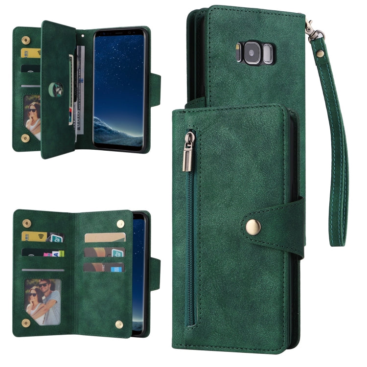 Rivetto Fibbia 9 carte Custodia per telefono in pelle a tre pieghe, For Samsung Galaxy Note10 Lite, For Samsung Galaxy Note10+, For Samsung Galaxy Note20 Ultra, For Samsung Galaxy S8