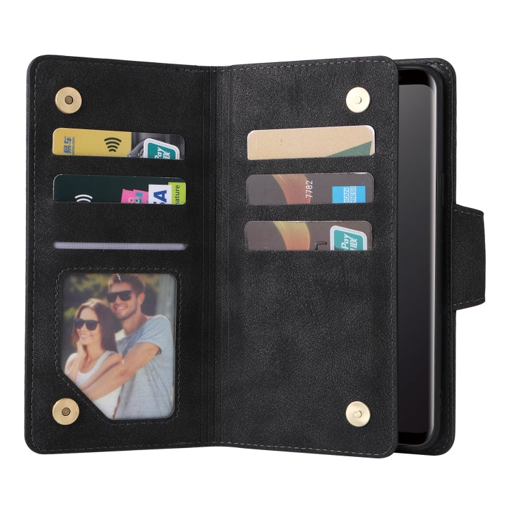 Rivetto Fibbia 9 carte Custodia per telefono in pelle a tre pieghe, For Samsung Galaxy S9, For Samsung Galaxy S9+, For Samsung Galaxy S10, For Samsung Galaxy S10 Lite 2020