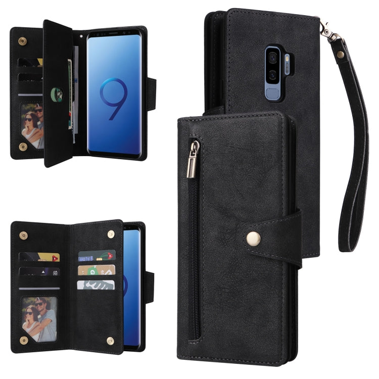 Rivetto Fibbia 9 carte Custodia per telefono in pelle a tre pieghe, For Samsung Galaxy S9, For Samsung Galaxy S9+, For Samsung Galaxy S10, For Samsung Galaxy S10 Lite 2020