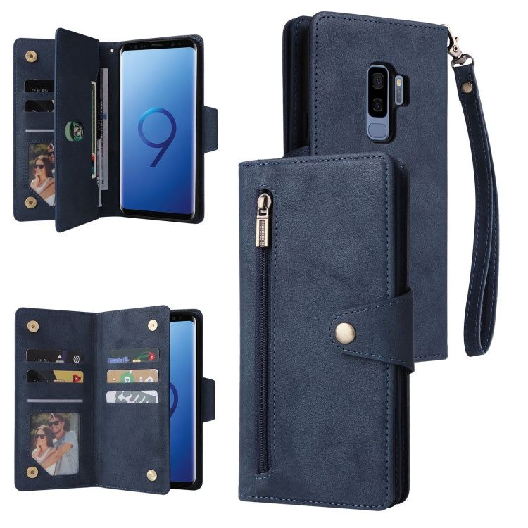 Rivetto Fibbia 9 carte Custodia per telefono in pelle a tre pieghe, For Samsung Galaxy S9, For Samsung Galaxy S9+, For Samsung Galaxy S10, For Samsung Galaxy S10 Lite 2020