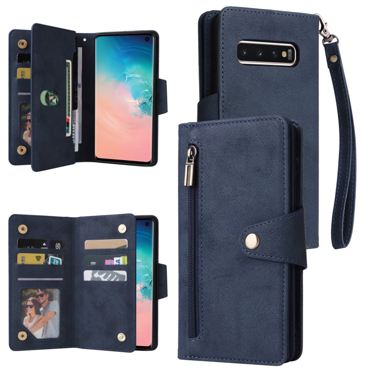 Rivetto Fibbia 9 carte Custodia per telefono in pelle a tre pieghe, For Samsung Galaxy S9, For Samsung Galaxy S9+, For Samsung Galaxy S10, For Samsung Galaxy S10 Lite 2020
