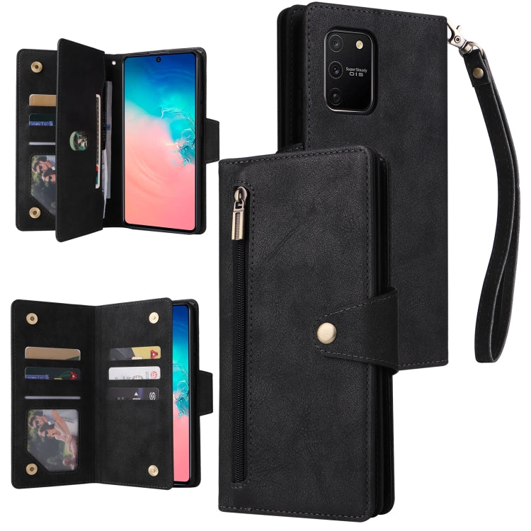 Rivetto Fibbia 9 carte Custodia per telefono in pelle a tre pieghe, For Samsung Galaxy S9, For Samsung Galaxy S9+, For Samsung Galaxy S10, For Samsung Galaxy S10 Lite 2020