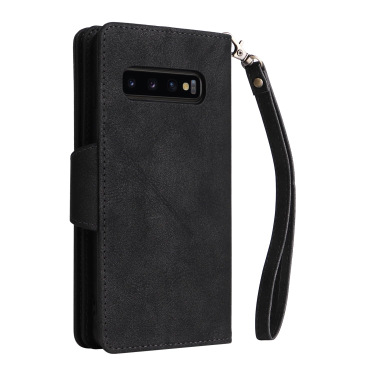 Rivetto Fibbia 9 carte Custodia per telefono in pelle a tre pieghe, For Samsung Galaxy S10+, For Samsung Galaxy S10e, For Samsung Galaxy S20, For Samsung Galaxy S20 FE 5G