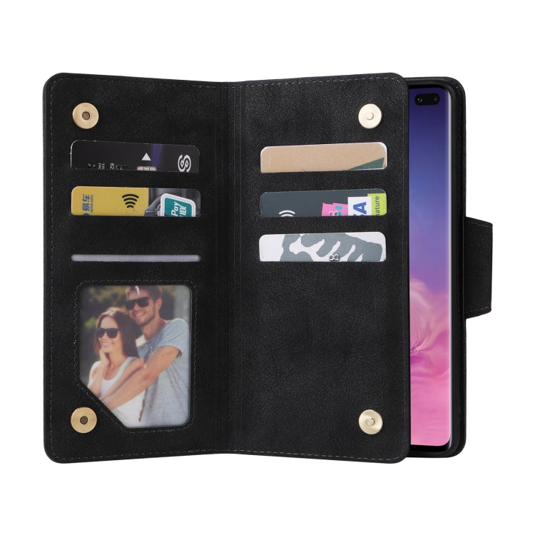 Rivetto Fibbia 9 carte Custodia per telefono in pelle a tre pieghe, For Samsung Galaxy S10+, For Samsung Galaxy S10e, For Samsung Galaxy S20, For Samsung Galaxy S20 FE 5G