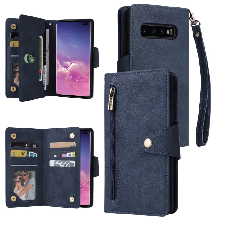Rivetto Fibbia 9 carte Custodia per telefono in pelle a tre pieghe, For Samsung Galaxy S10+, For Samsung Galaxy S10e, For Samsung Galaxy S20, For Samsung Galaxy S20 FE 5G