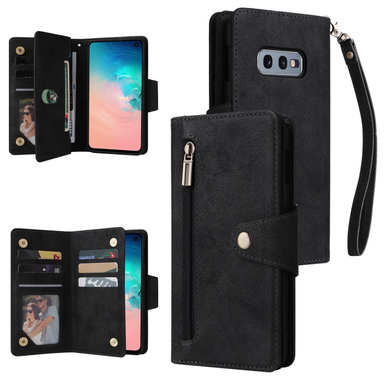 Rivetto Fibbia 9 carte Custodia per telefono in pelle a tre pieghe, For Samsung Galaxy S10+, For Samsung Galaxy S10e, For Samsung Galaxy S20, For Samsung Galaxy S20 FE 5G