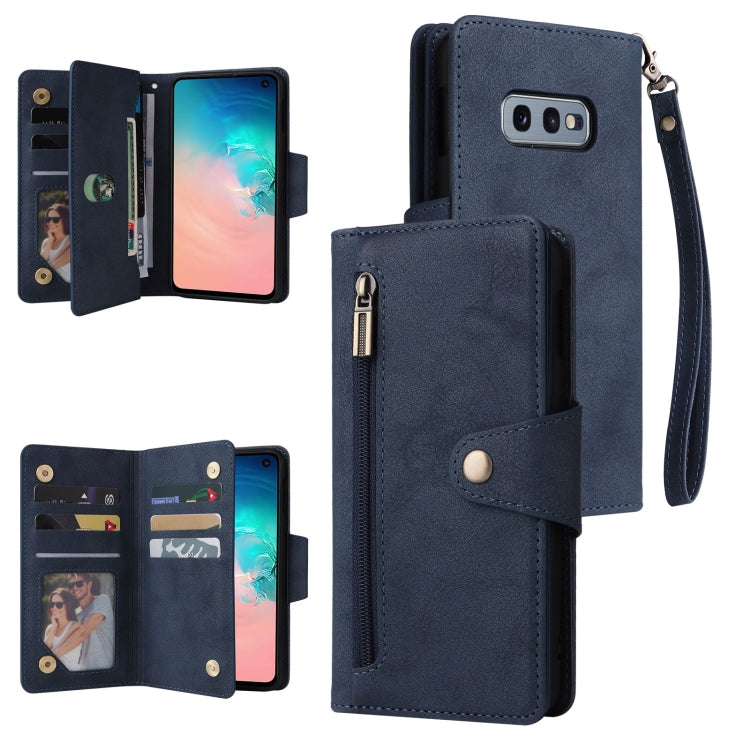 Rivetto Fibbia 9 carte Custodia per telefono in pelle a tre pieghe, For Samsung Galaxy S10+, For Samsung Galaxy S10e, For Samsung Galaxy S20, For Samsung Galaxy S20 FE 5G