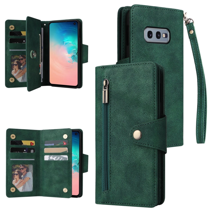 Rivetto Fibbia 9 carte Custodia per telefono in pelle a tre pieghe, For Samsung Galaxy S10+, For Samsung Galaxy S10e, For Samsung Galaxy S20, For Samsung Galaxy S20 FE 5G